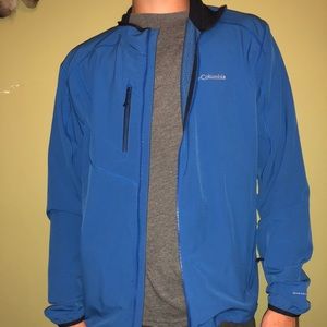 Columbia blue rain resistant jacket.